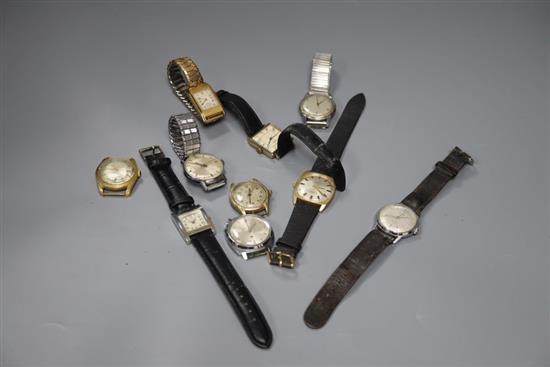 Ten assorted gentlemans wrist watches including Avia & Starlon.